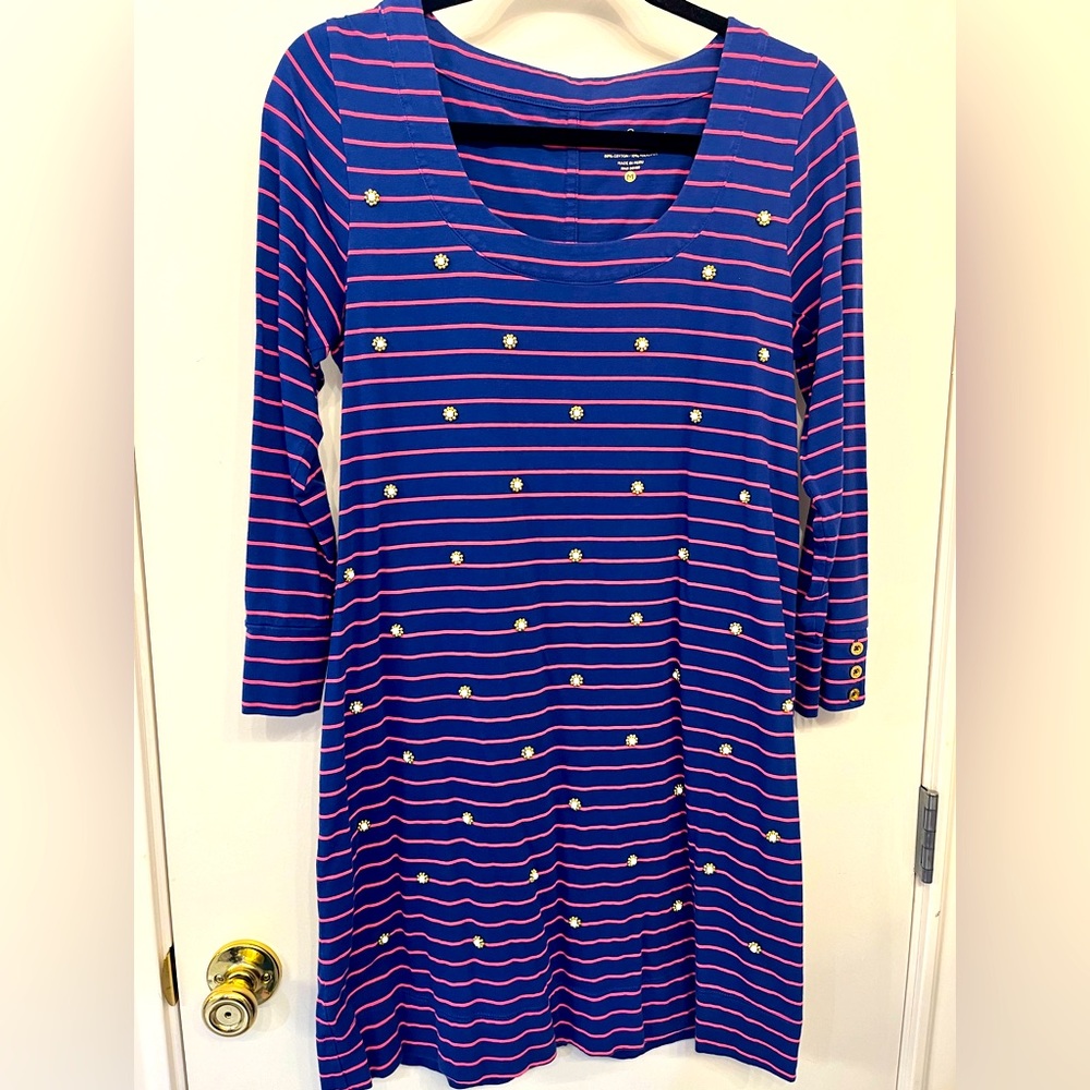 Lilly Pulitzer blue dress with pink stripes size medium